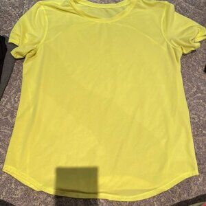 Lululemon Athletica Yellow Running Short Sleeved Tshirt In S